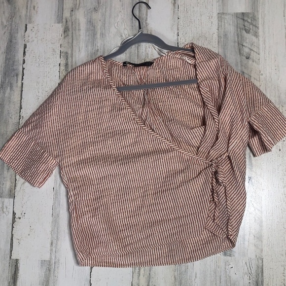 ZARA Trafaluc Collection Wrap Top Metallic Stripe - Picture 1 of 4